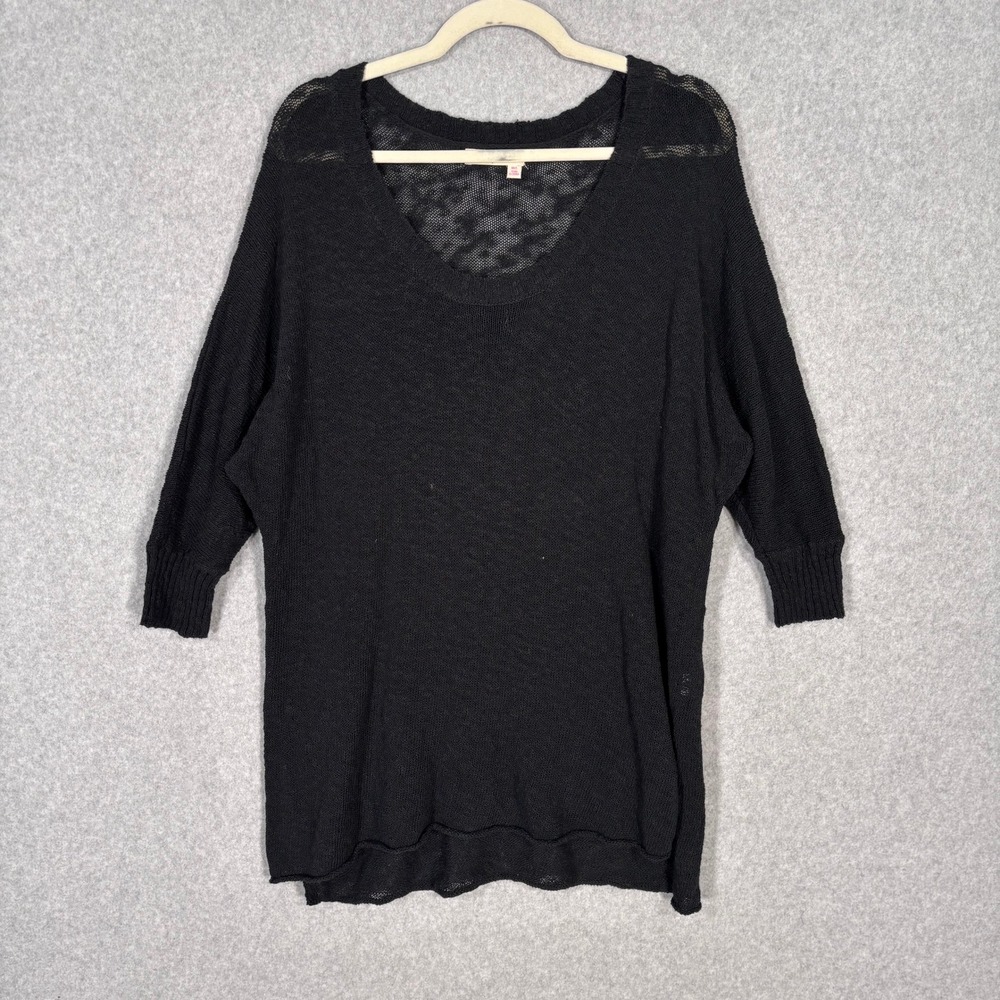 Fresh Produce Tunic Sweater M/L Black‎ Sheer Beachy Boho Lagom Lagenlook Minimal